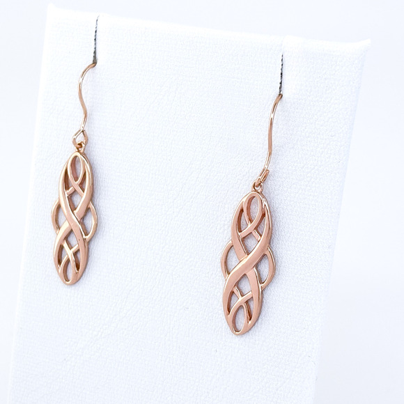 Vintage Sterling Silver 925 Rose Gold Tone Celtic Knot Dangle Earrings - Picture 2 of 7